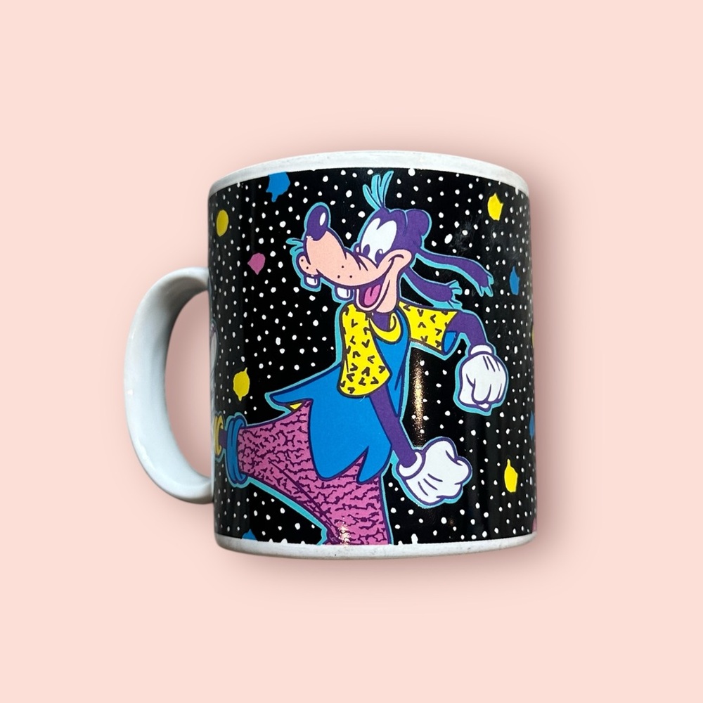 Vintage Disney Mickey & Pals Goofy Character Coffee Mug - Black and Multicolor
